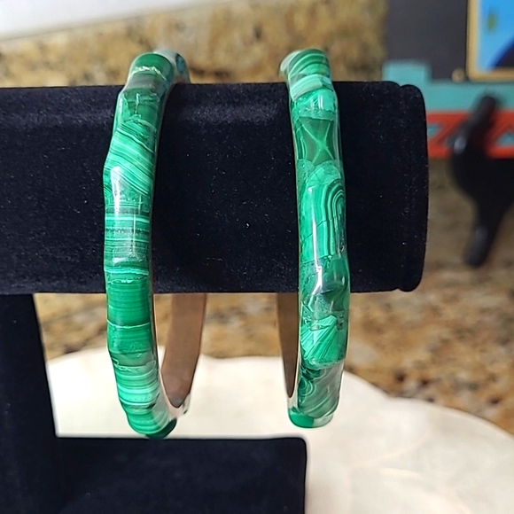 Malachite Bangle Set - Picture 1 of 5